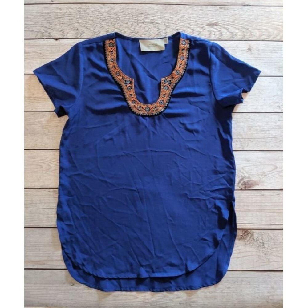 Blue Embroidered T-shirt
